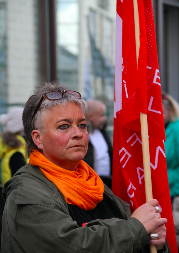 A woman in Iceland participate in Workers' Day