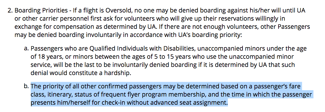 United Airlines' contract of carriage. 