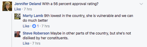 Facebook users debate Elizabeth Warren's popularity. 