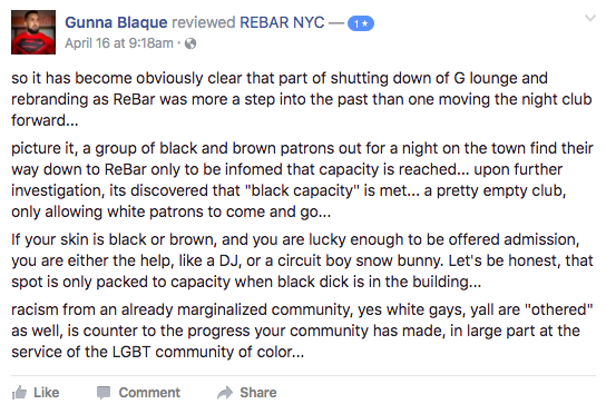 Facebook comments about Rebar NYC. 