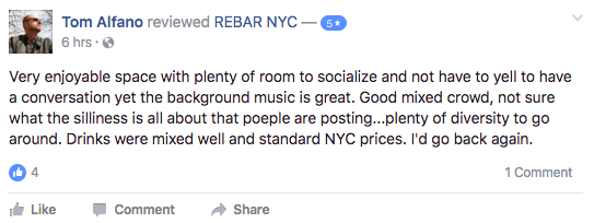 Reviews of Rebar NYC. 