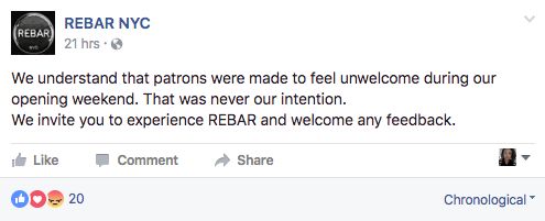 Statement from Rebar NYC on the controversy. 
