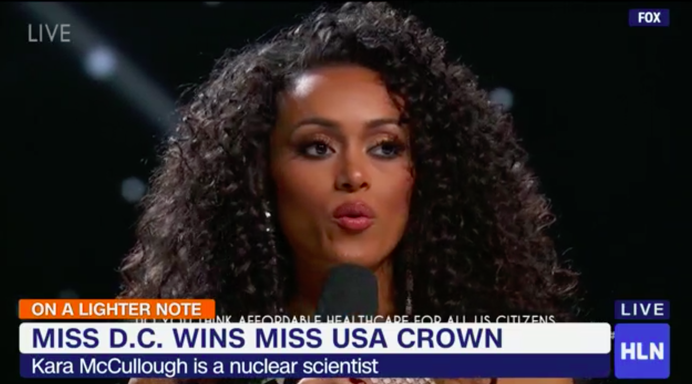 "Newly-crowned Miss USA Kara McCullough, who represented the District of Columbia, claimed health care is a privilege and not a right.."