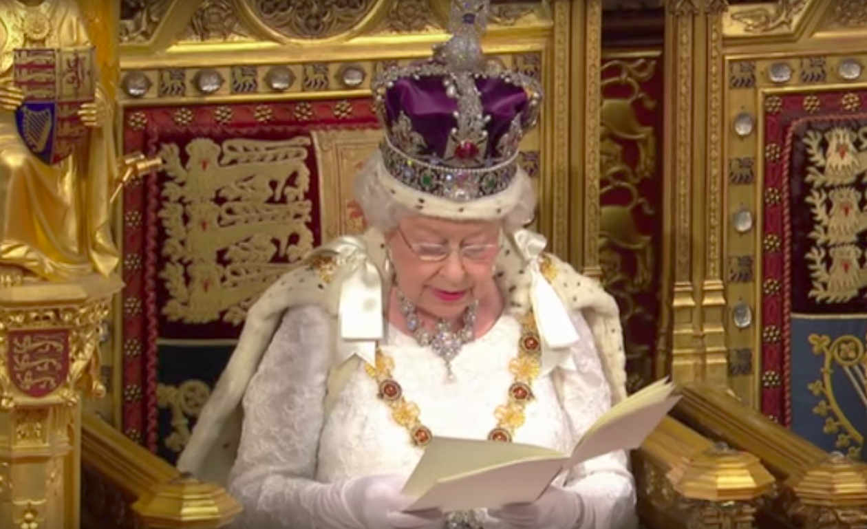 Queen Elizabeth II at the state opening of Parliament in 2016. 