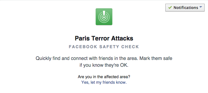 Facebook Safety Check Paris Terror Attacks
