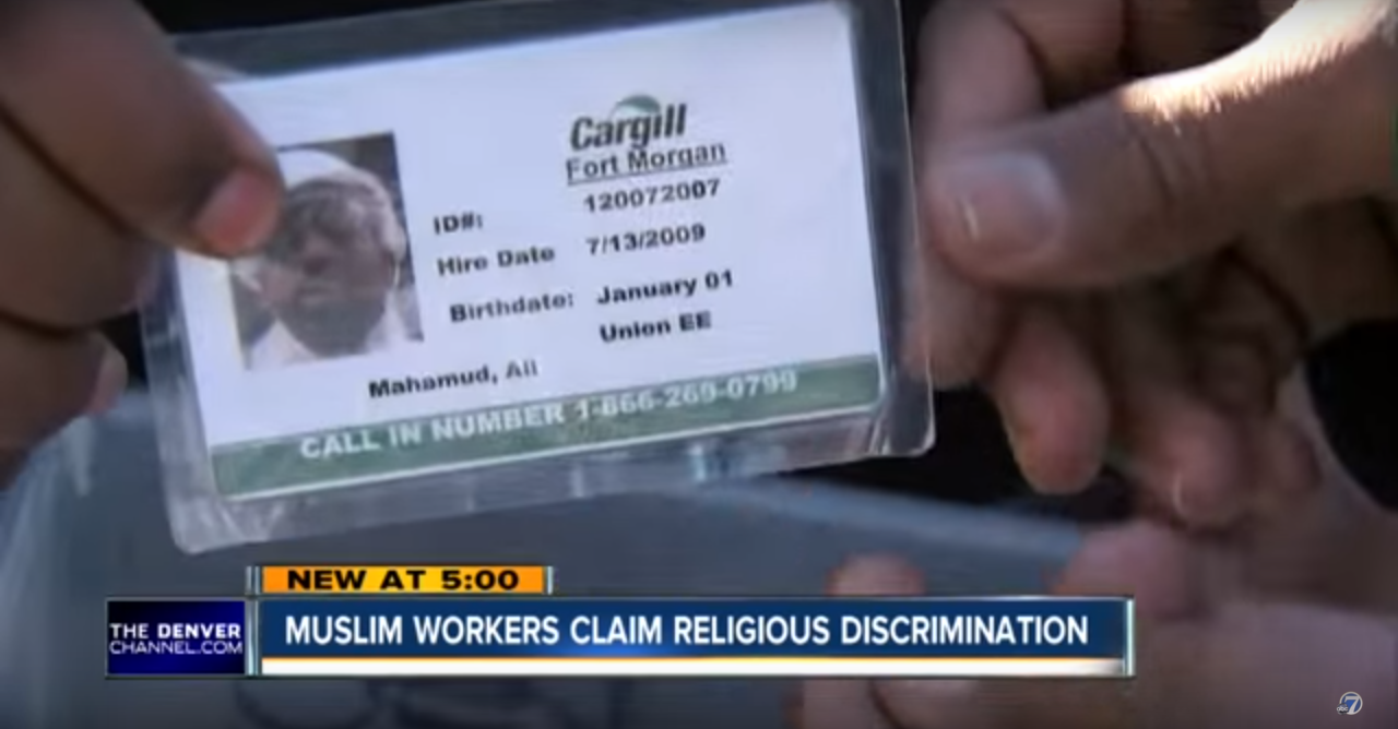 Image of a Muslim worker's badge after quitting