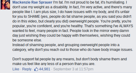 Nicole Arbour "Dear Fat People" responses