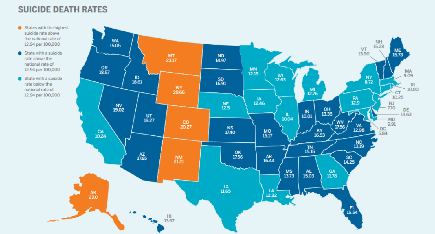 2014 suicide rates per state