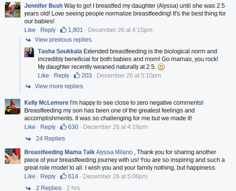 Alyssa Milano Facebook comments