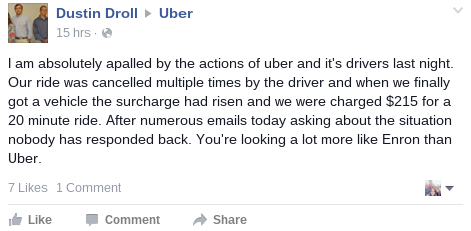 Uber Facebook complaint