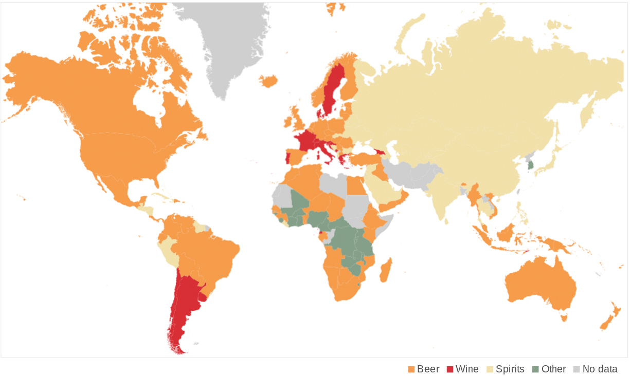 alcohol preference per country infographic