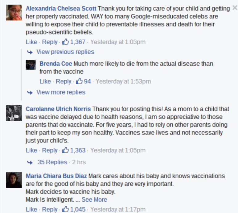 Zuckerberg vaccine facebook comment