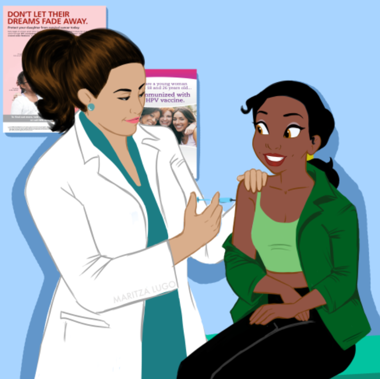 Disney princess Tiana at the doctor