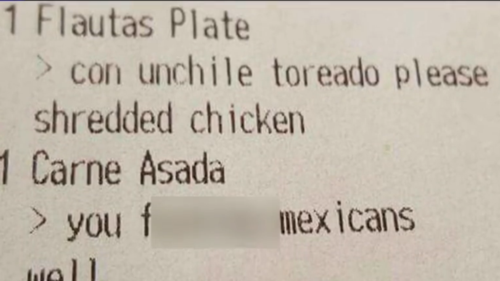 Racist receipt