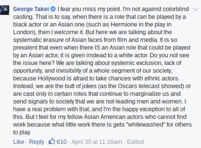 George Takei facebook comment