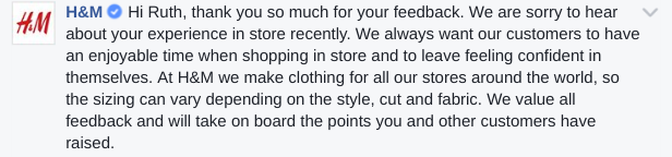 Facebook comment H&M