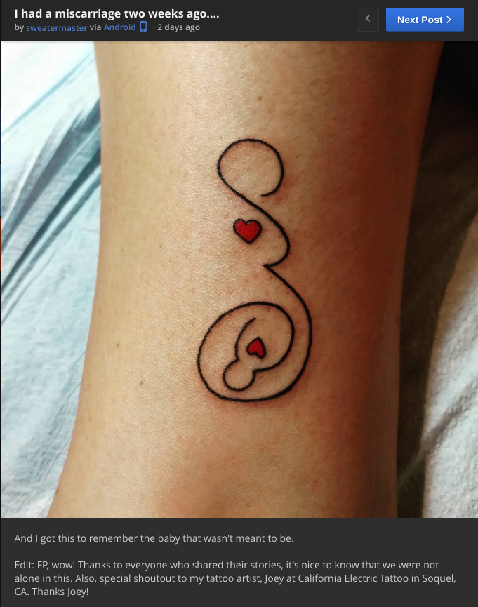 Joan B. miscarriage tattoo