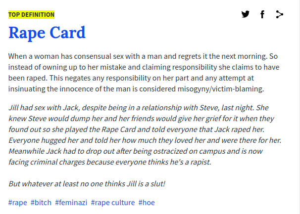 Urban Dictionary rape card
