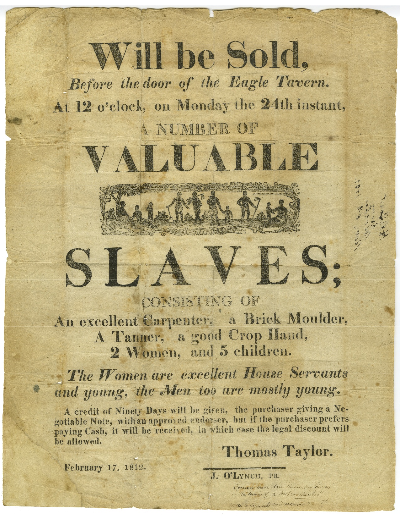 A slave sale poster. 