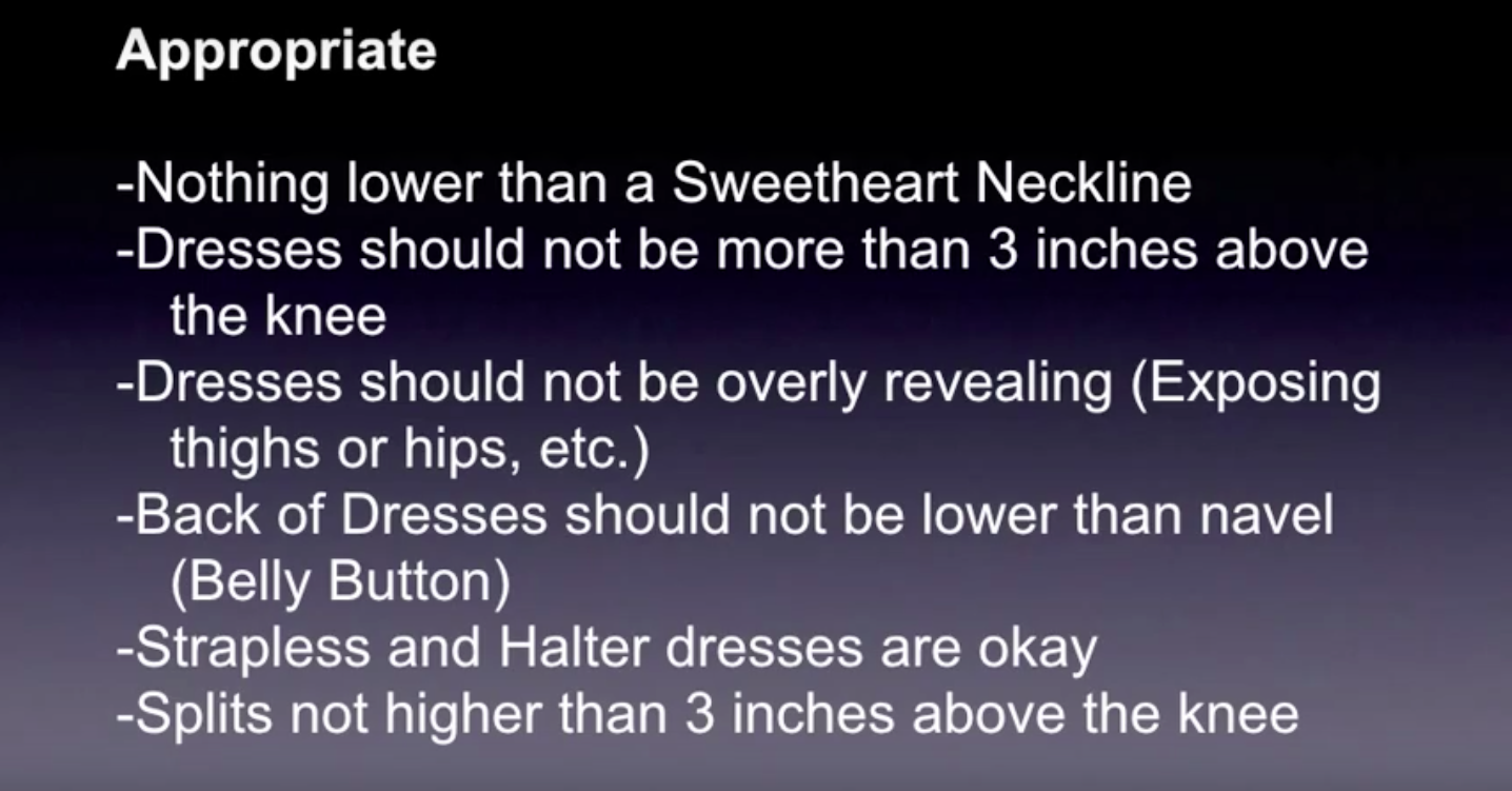 list of appropriate prom dresses