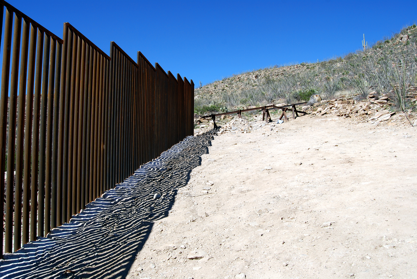 End of border fence between the US and Mexico