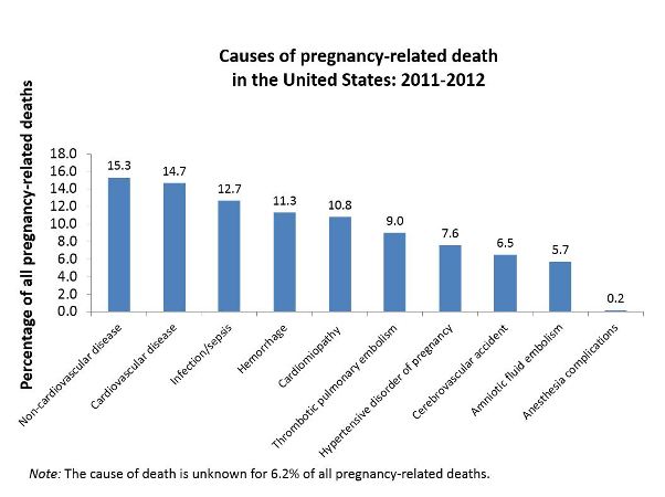 CDC graph of causes of pregnancy mortality