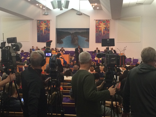 House of Prayer Missionary Baptist Church as Hillary Clinton prepares to take the stage
