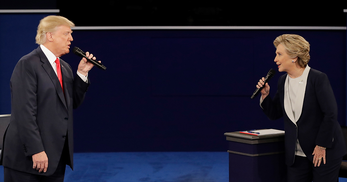 Donald Trump and Hillary Clinton at second presidential debate