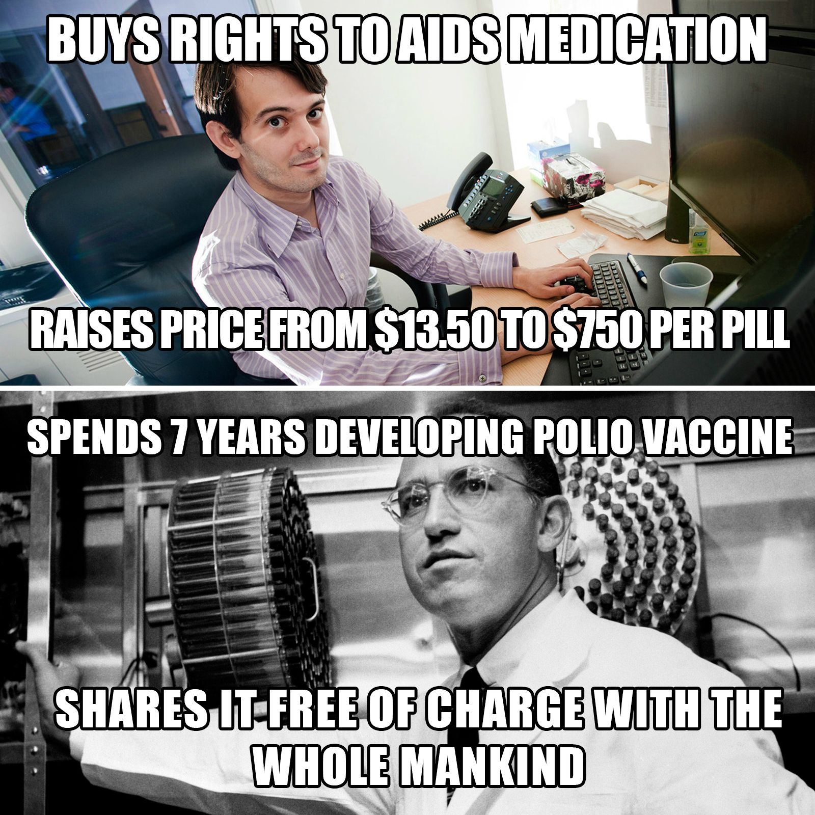 This Meme Compares Martin Shkreli To Jonas Salk Attn