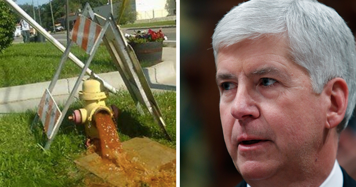 flint-fire-hydrant-spouting-brown-water-governor-rick-snyder