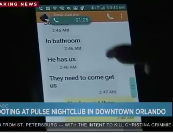 Son texts his mother "he has us" during Orlando shooting. 