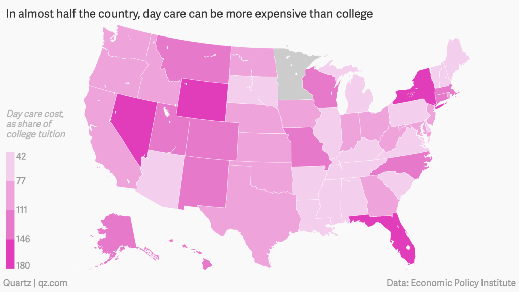 Day Care Cost vs College Map