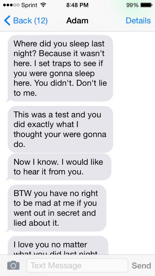 Digital abuse via krissykross' text messages.