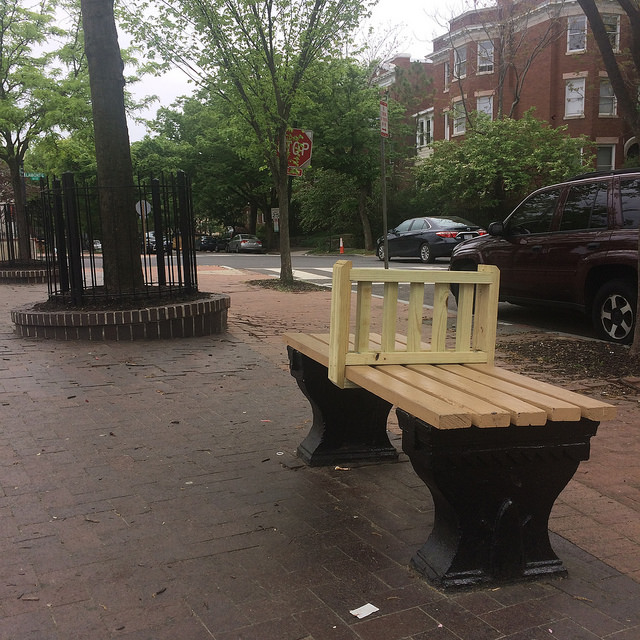 Hostile park benches in Lamont Park, Washington D.C. 