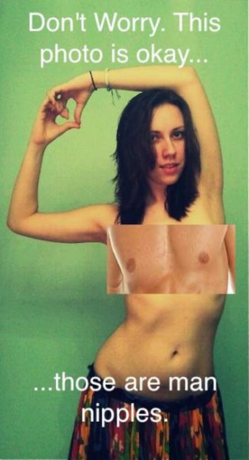 Don't worry. This photo is okay...those are man nipples. Don't worry. This photo is okay...those are man nipples.
