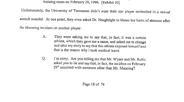 University of Tennessee allegedly asks victim to blame black player rather than Peyton Manning