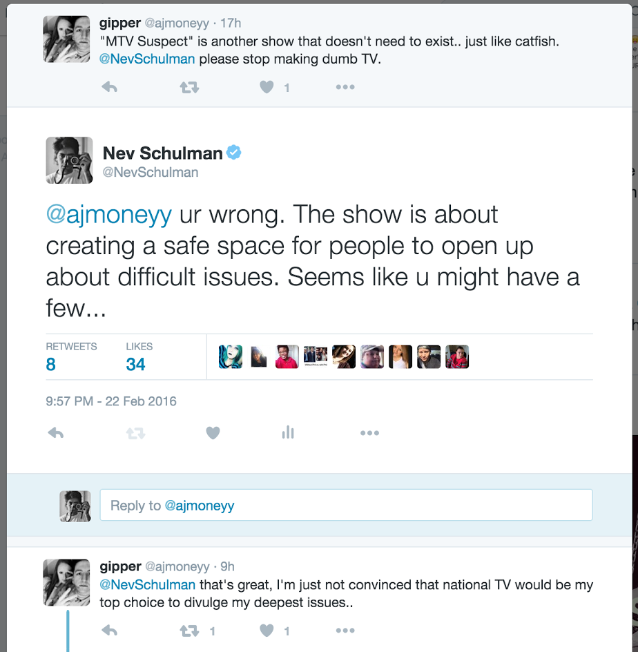 Nev Schulman responds to internet troll