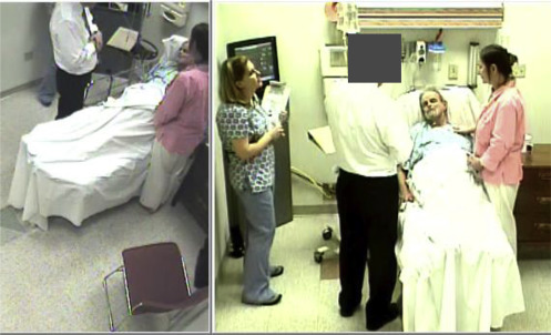 Physicians expressing sympathetic nonverbal cues with two white patients.