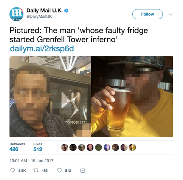 The Daily Mail's tweet. 