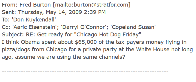 Stratfor Pizza Email