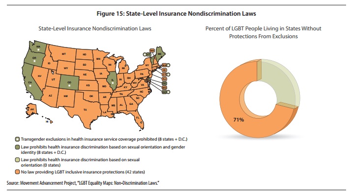Map of insurance protection for LGB and transgender Americans. 