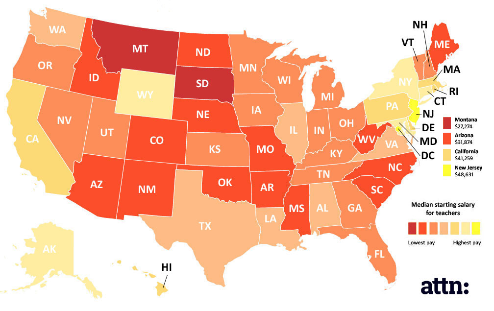 Map Of Starting Salary Gaps Between States ATTN Map Of Starting Salary Gaps Between States ATTN