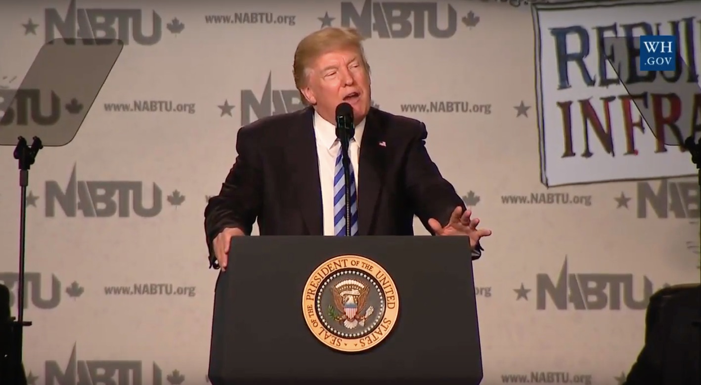President Donald Trump speaking at the 2017 NABTU National Legislative Conference