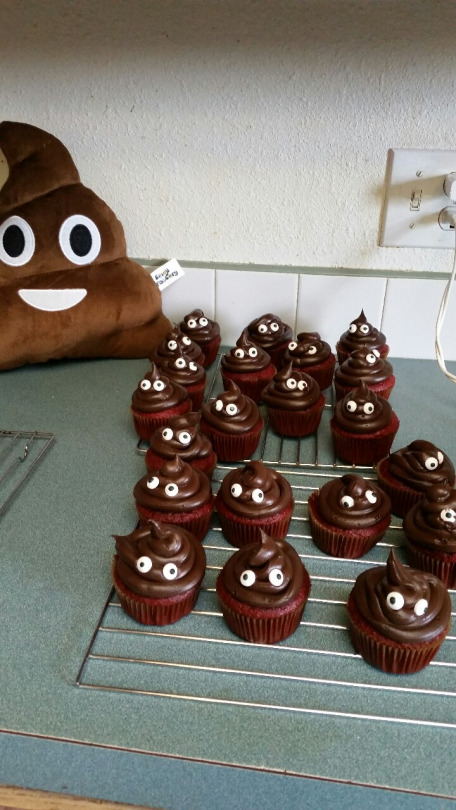 Poop emoji cupcakes
