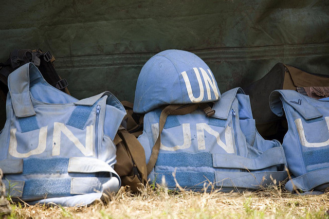 United Nations flak jackets and helmets