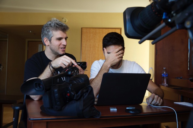 Nev Schulman and Max Joseph filming an episode of MTV's Catfish
