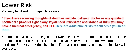 WebMD Depression test 